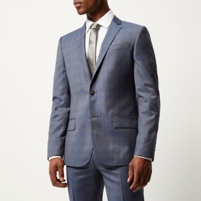 Blue checked slim Travel Suit jacket